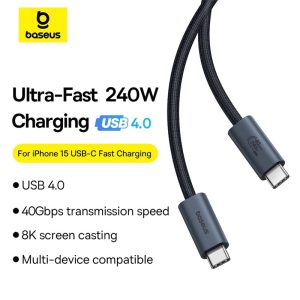 Cáp Thunderbolt 4 (USB4) - Cáp C to C xuất Video Baseus Flash Series 2 USB4 Full Featured Data Cable 40Gbps 240W 8K/60Hz