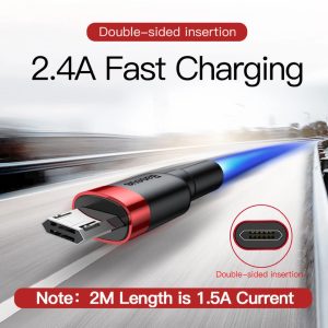 Cáp sạc nhanh Baseus Cafule Micro USB cho Smartphone Android 2.4A, Quick charge 3.0 (Đầu Micro USB cắm 2 chiều)
