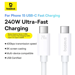 Cáp Thunderbolt 4 (USB4) - Cáp C to C xuất Video Baseus Superior Series 2 USB4 Full-Function Fast Charging Cable Type-C to Type-C 240W/Thunderbolt 4 Full Featured Data C