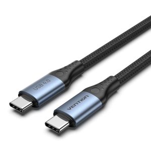 Cáp Thunderbolt 4, Sạc Nhanh VENTION USB 4.0 C to C TAVHF (5A, nguồn sạc 240W, Thunderbolt 3/4, tốc độ truyền tải data 40Gbps, xuất hình lên 8K@60Hz) Bọc Cotton
