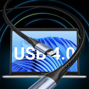 Alternative view of Cáp Thunderbolt 4, Sạc Nhanh VENTION USB 4.0 C to C TAVHF (5A, nguồn sạc 240W, Thunderbolt 3/4, tốc độ truyền tải data 40Gbps, xuất hình lên 8K@60Hz) Bọc Cotton